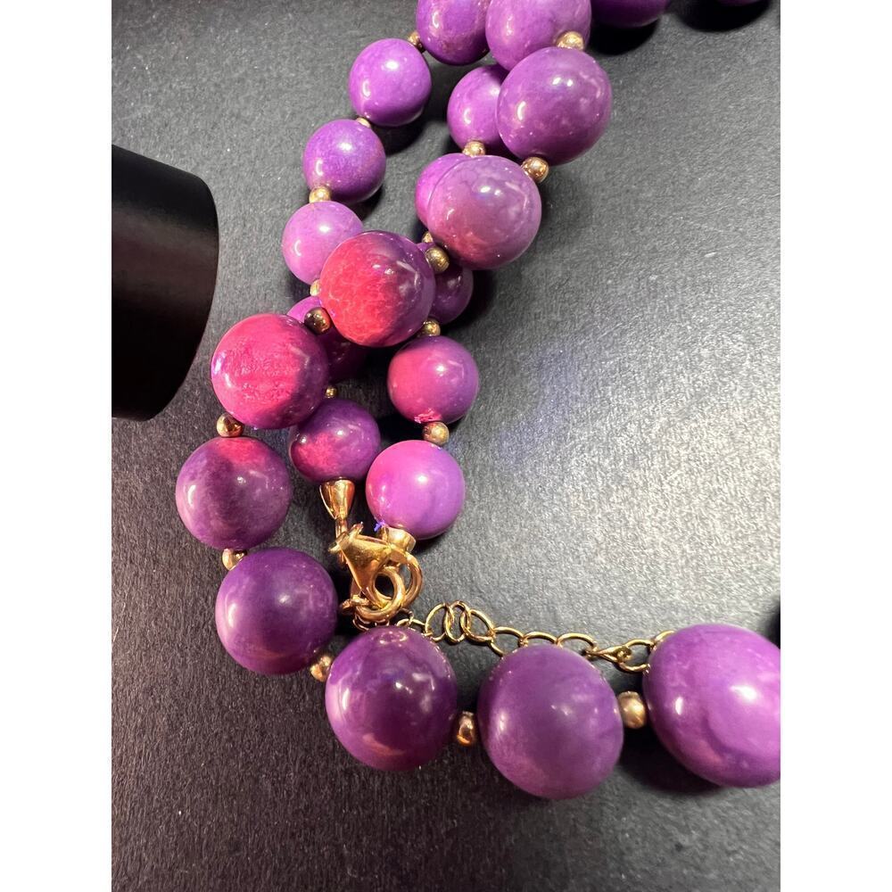 NEW Phosphosiderite graduated beaded necklace in vermeil - Picture 8 of 14